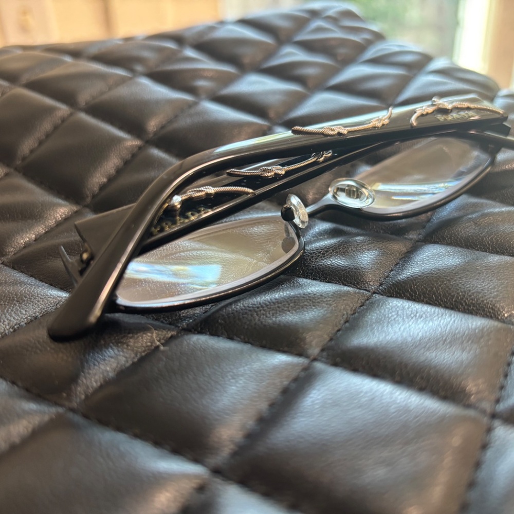 Vintage Authentic PRADA BiFocal Reading Glasses w/Plaque Silver ArtEmbellishment - Picture 11 of 14